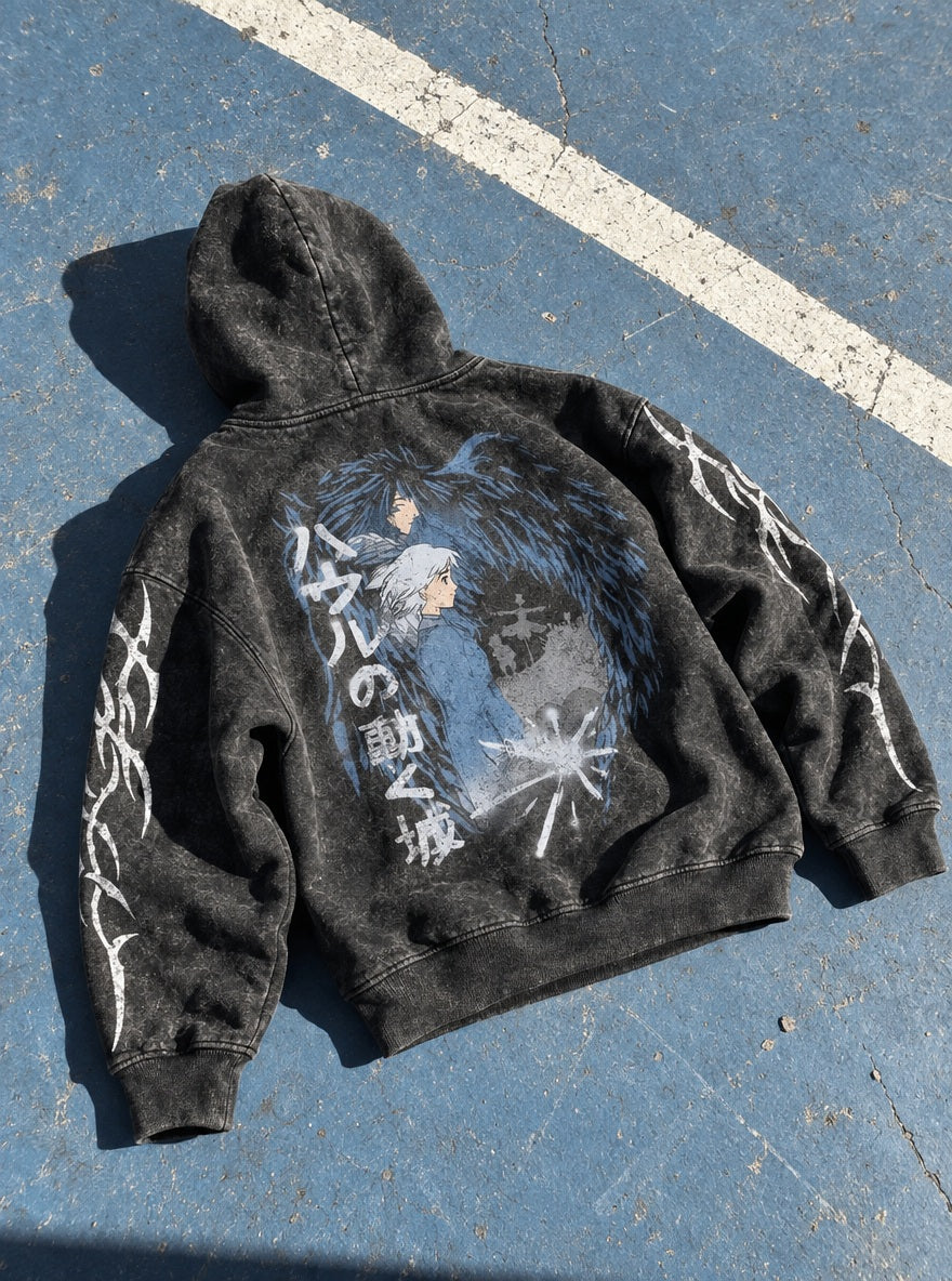 Howl's Sky Walk – Hoodie – flat-lay | Ghibli