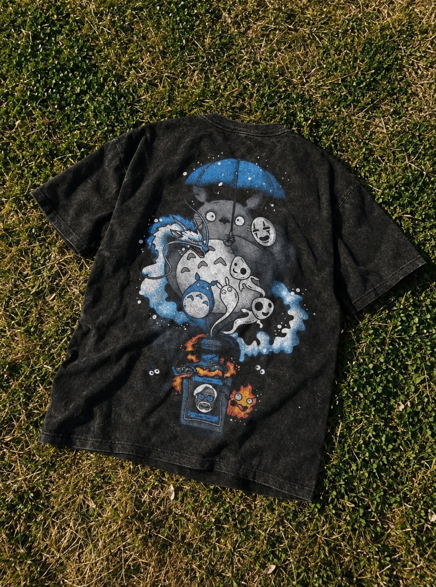 Totoro Umbrella – T-Shirt – flat-lay | Ghibli
