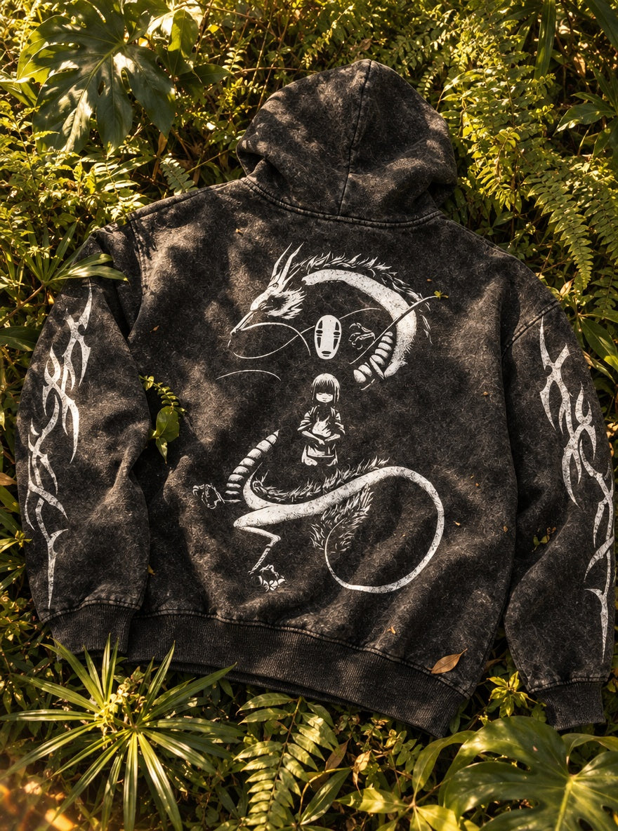 Haku & Chihiro – Hoodie – flat-lay | Ghibli