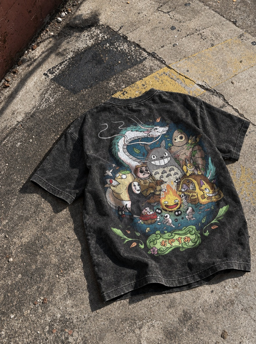 Calcifer Campfire – T-Shirt – flat-lay | Ghibli