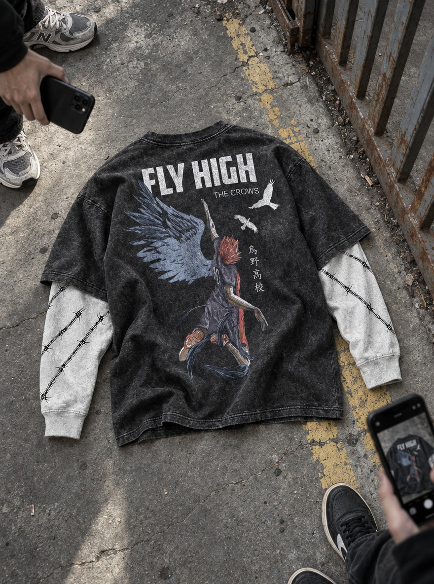 Hinata Crow Wings – Double Sleeves – flat-lay | Haikyuu