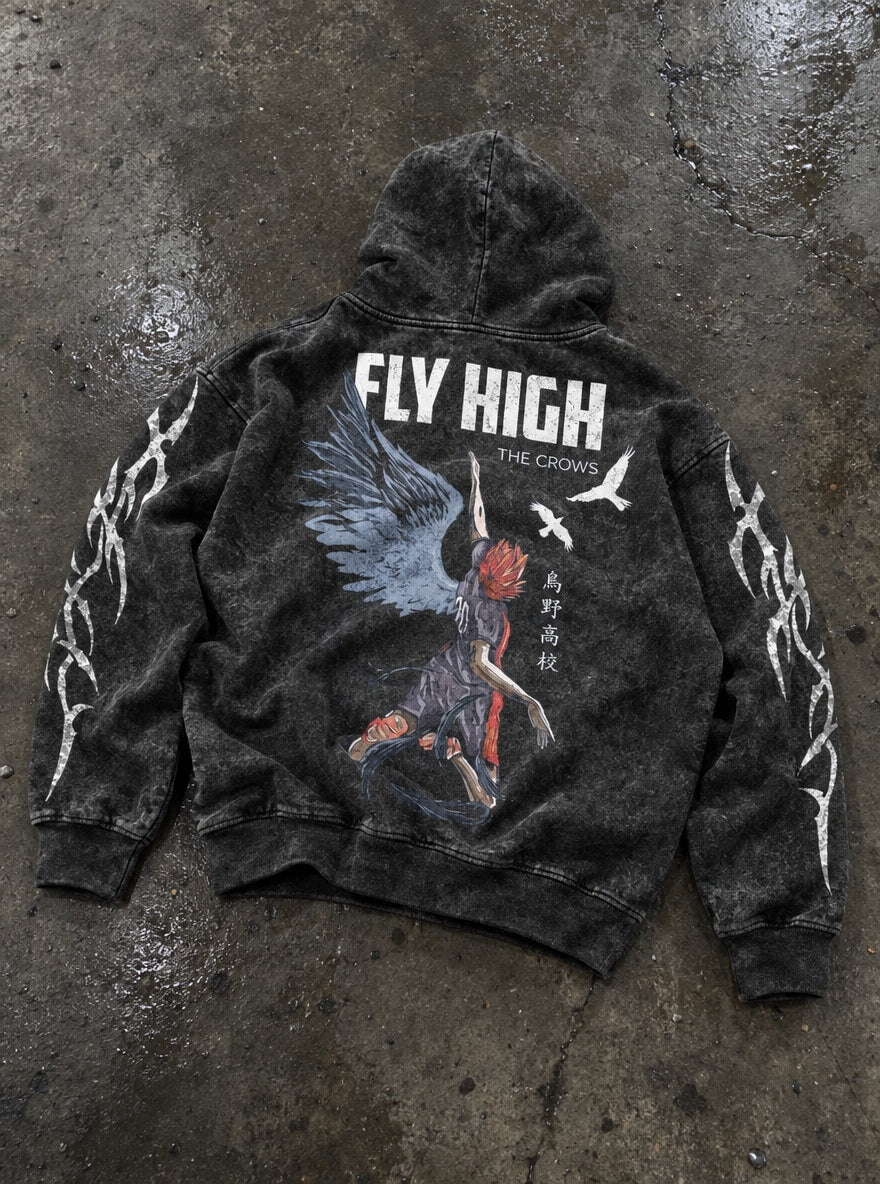 Hinata Crow Wings – Hoodie – flat-lay | Haikyuu