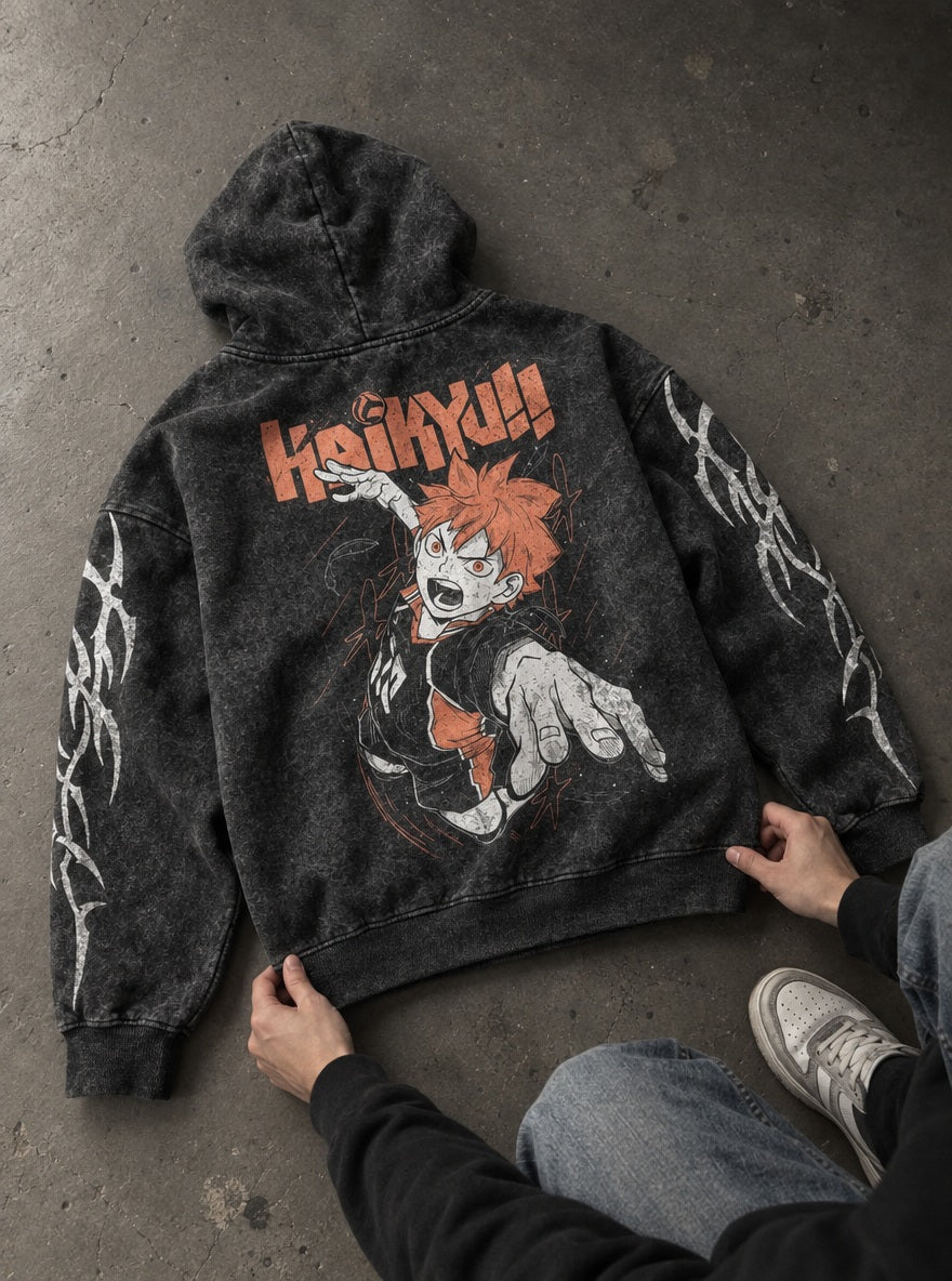 Hinata Charge – Hoodie – flat-lay | Haikyuu