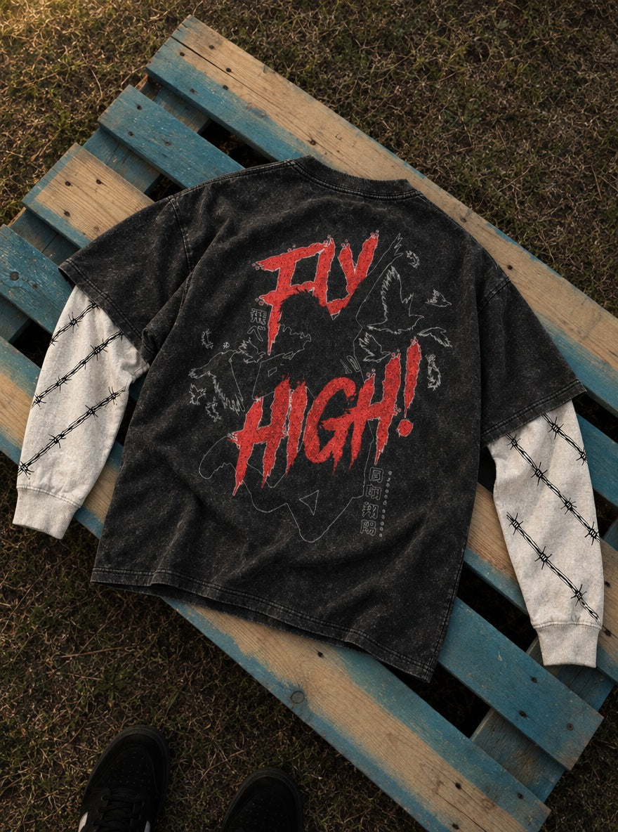 Fly High Script – Double Sleeves – flat-lay | Haikyuu