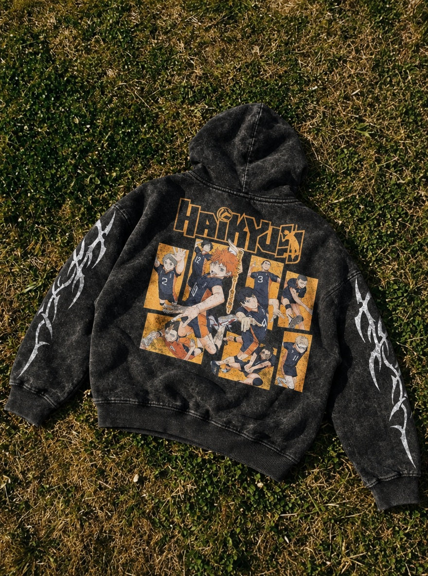 Karasuno Rally – Hoodie – flat-lay | Haikyuu
