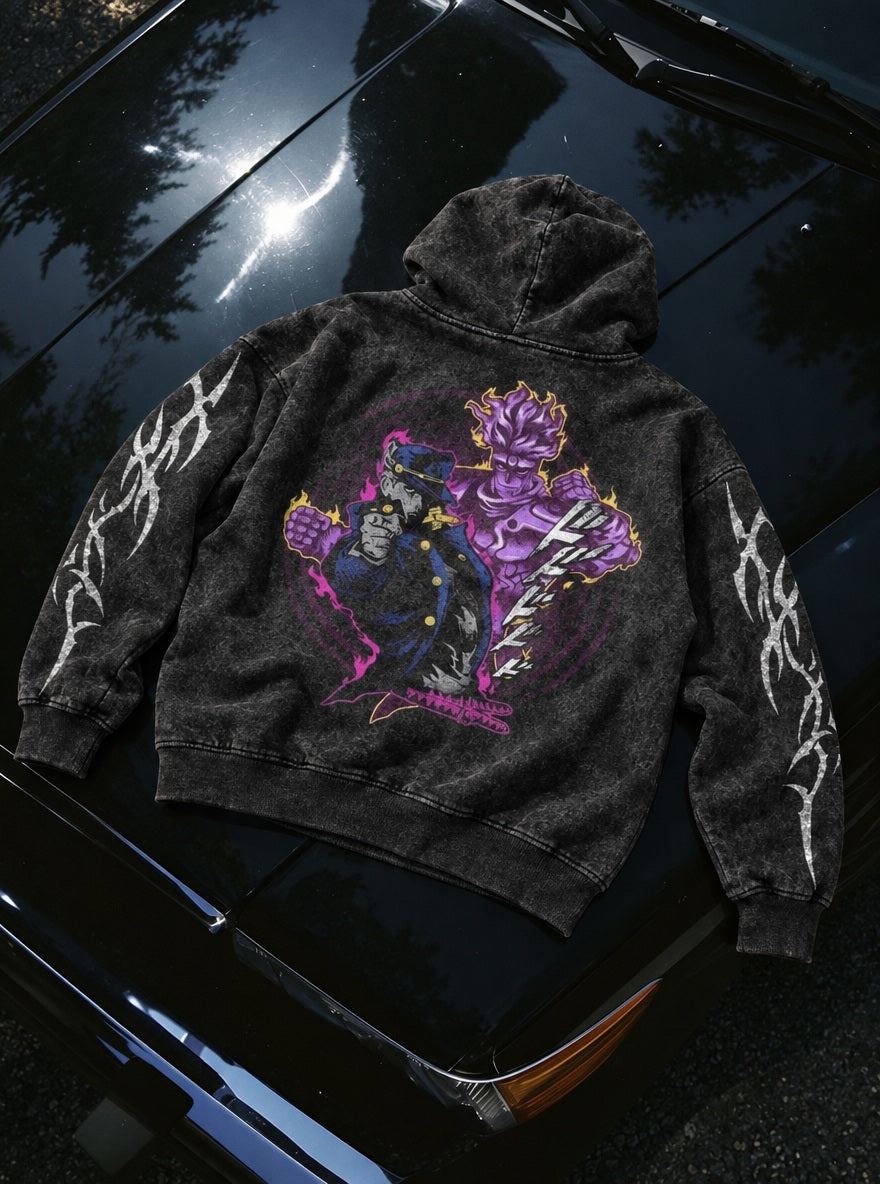 Jotaro & Star Platinum – Hoodie – flat-lay | JoJo