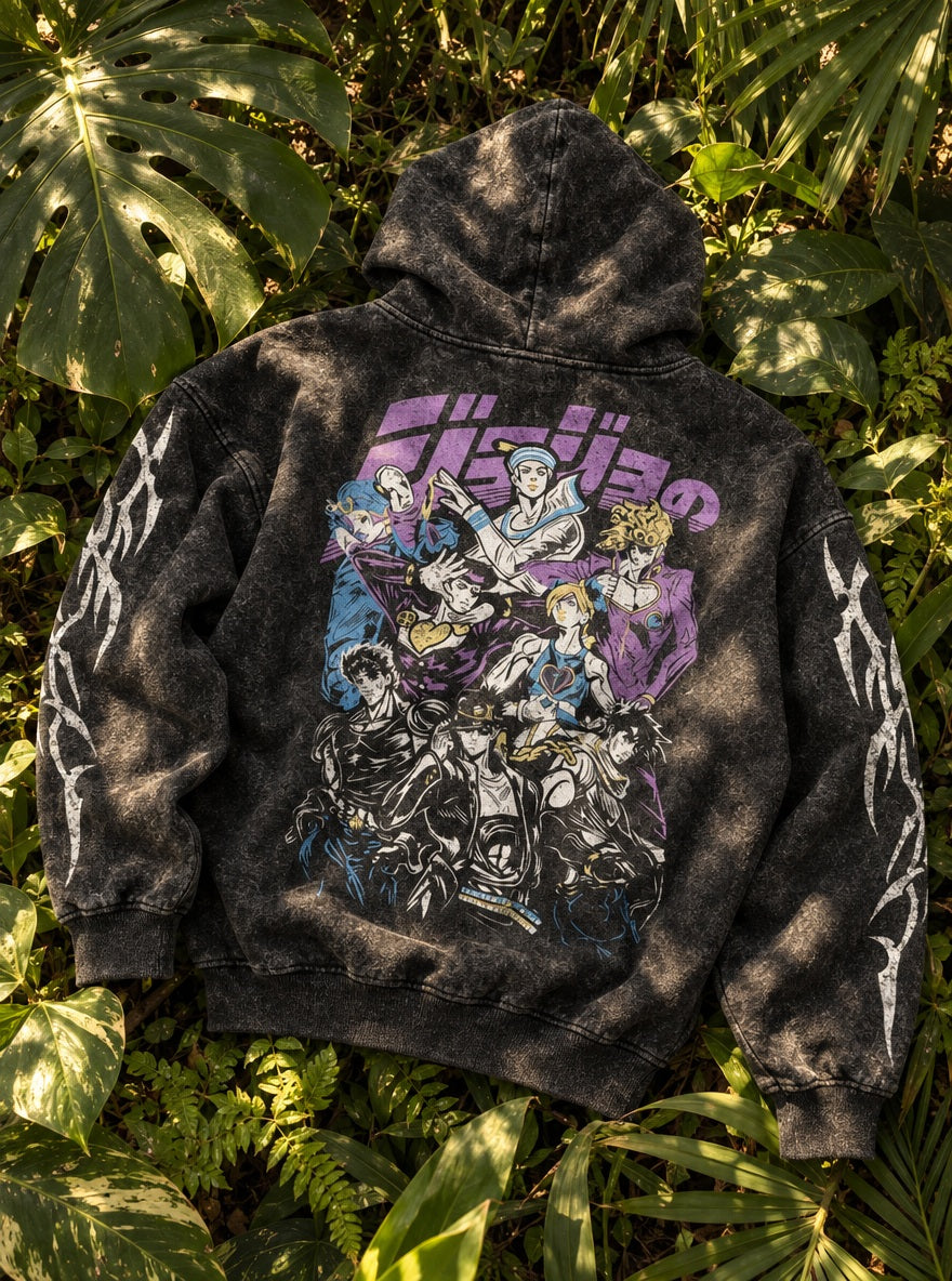 Joestar Generations – Hoodie – flat-lay | JoJo