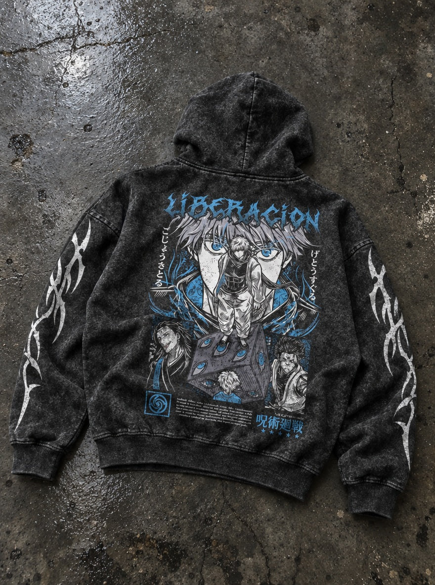 Gojo Unsealed – Hoodie – flat-lay | Jujutsu Kaisen