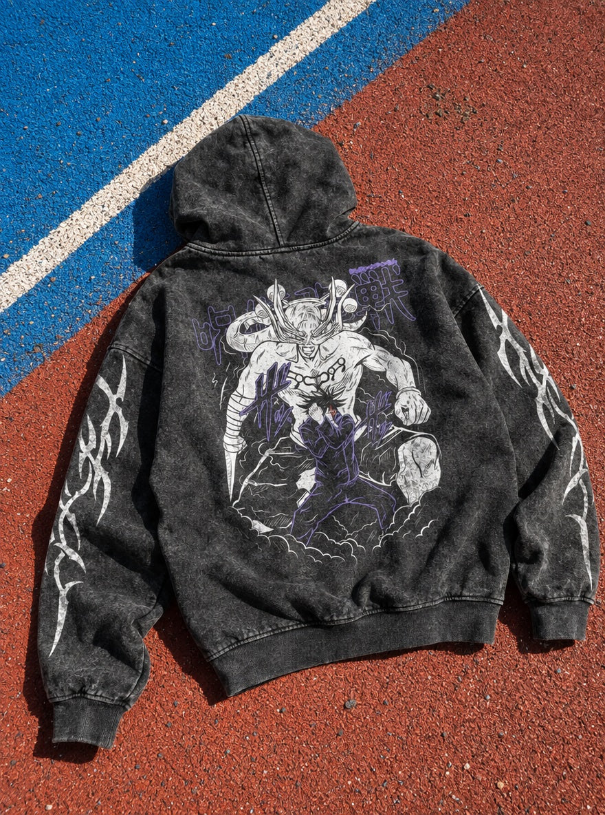 Megumi & Mahoraga – Hoodie – flat-lay | Jujutsu Kaisen