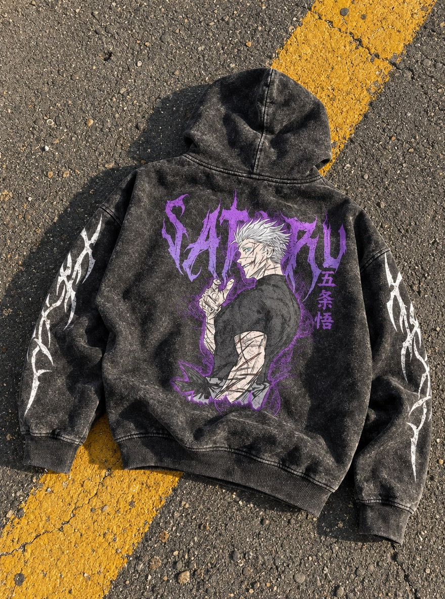 Gojo Hollow Purple – Hoodie – flat-lay | Jujutsu Kaisen