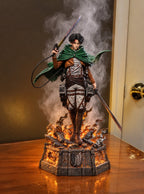 Levi Ackerman Mist Diffuser Figure – lit with mist in a daylight room | Attack on Titan