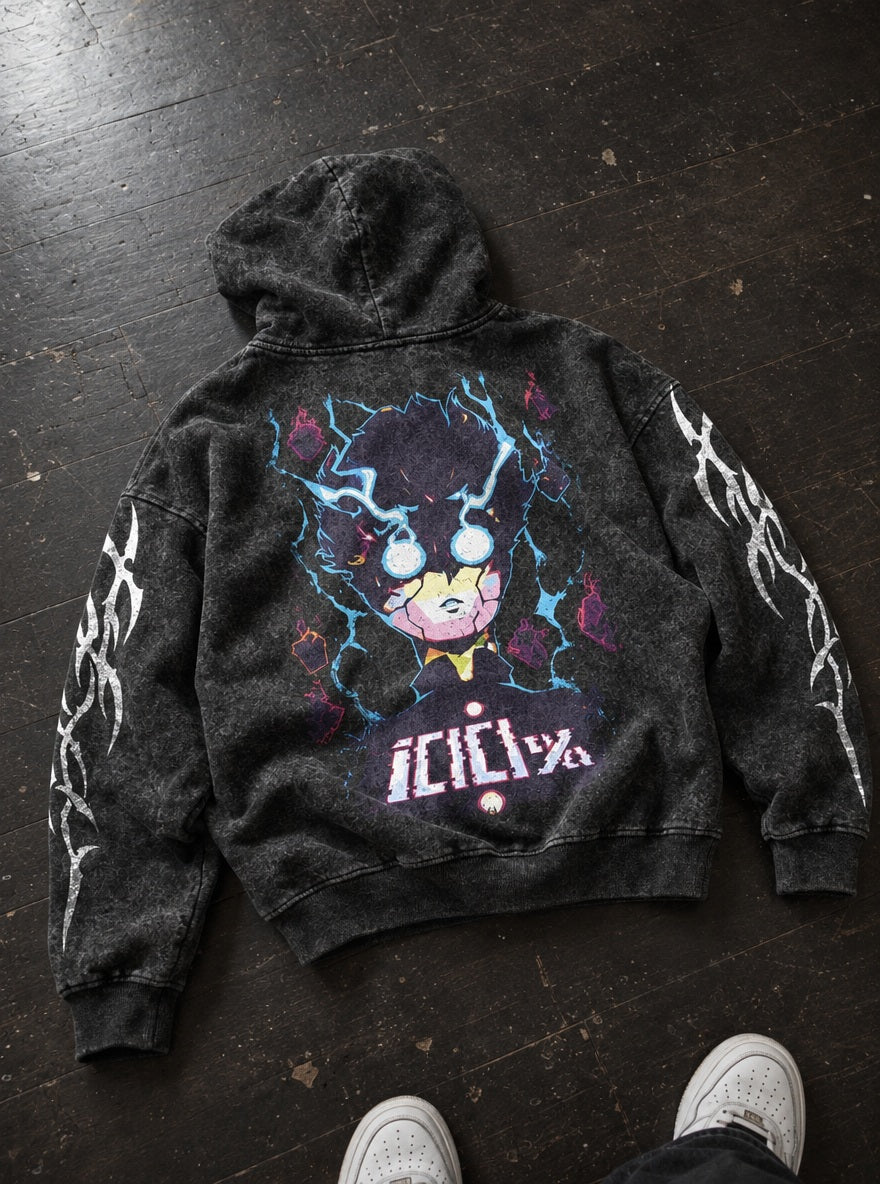 Mob Lightning – Hoodie – flat-lay | Mob Psycho 100