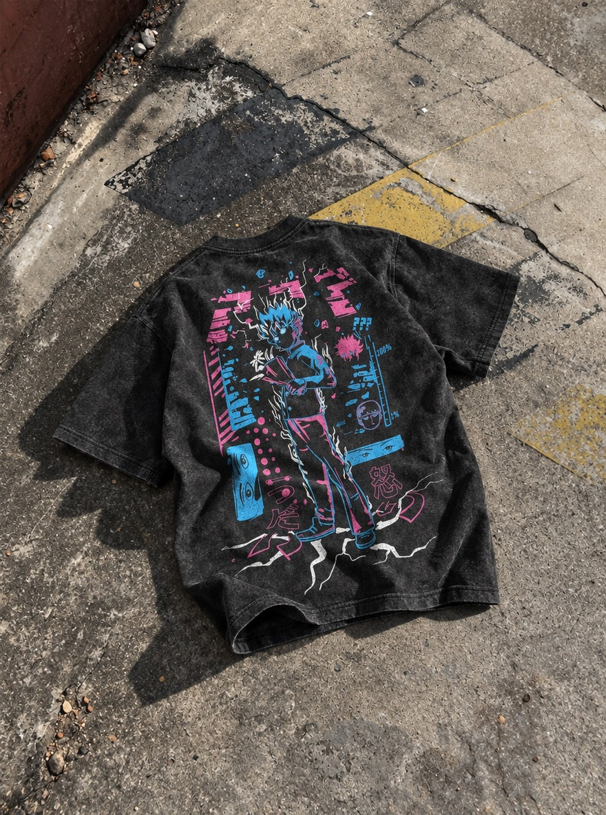 Mob Static Shock – T-Shirt – flat-lay | Mob Psycho 100