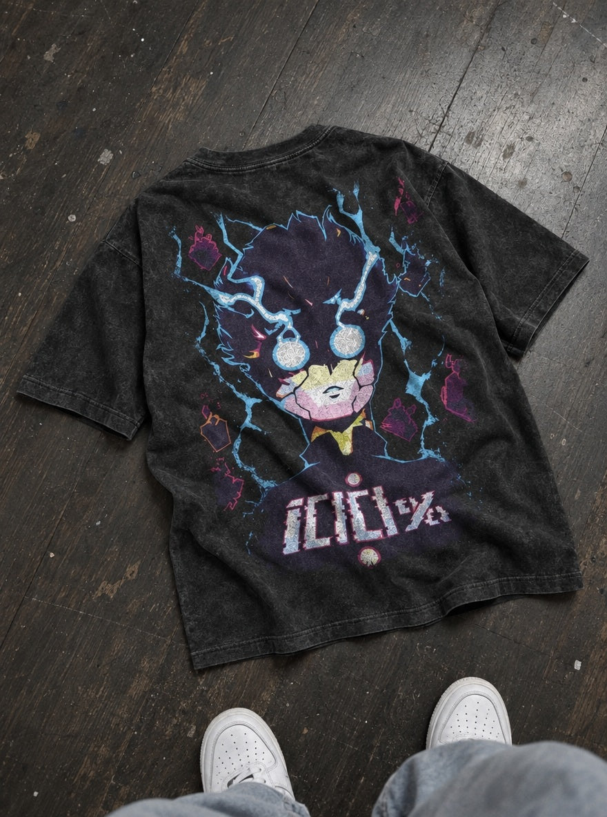 Mob Lightning – T-Shirt – flat-lay | Mob Psycho 100
