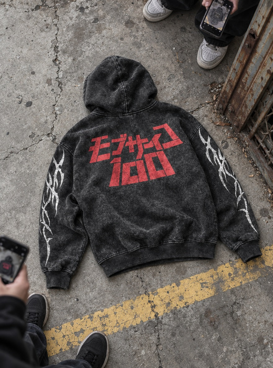 Psycho Logo – Hoodie – flat-lay | Mob Psycho 100