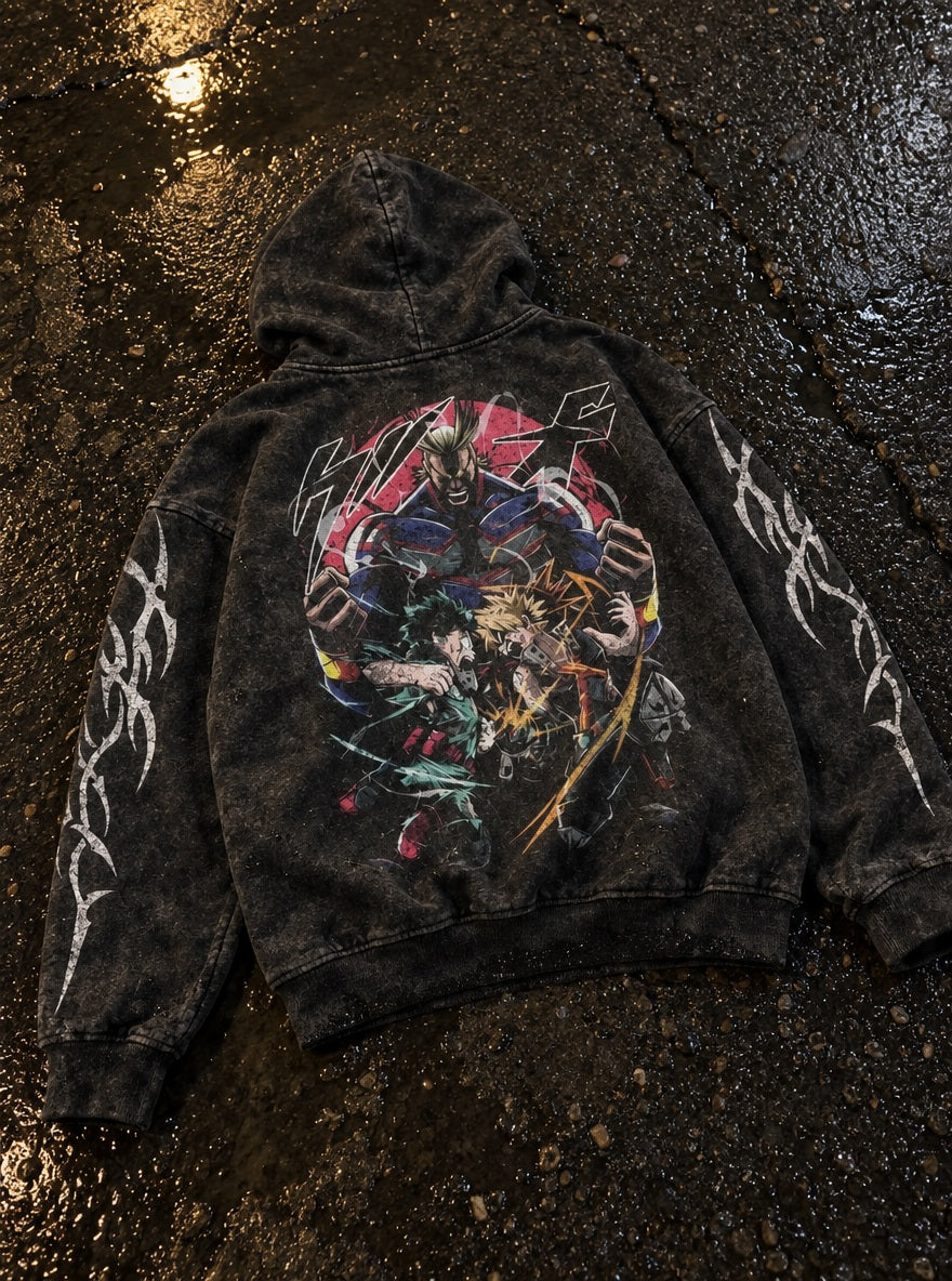 Deku vs Bakugo – Hoodie – flat-lay | My Hero Academia