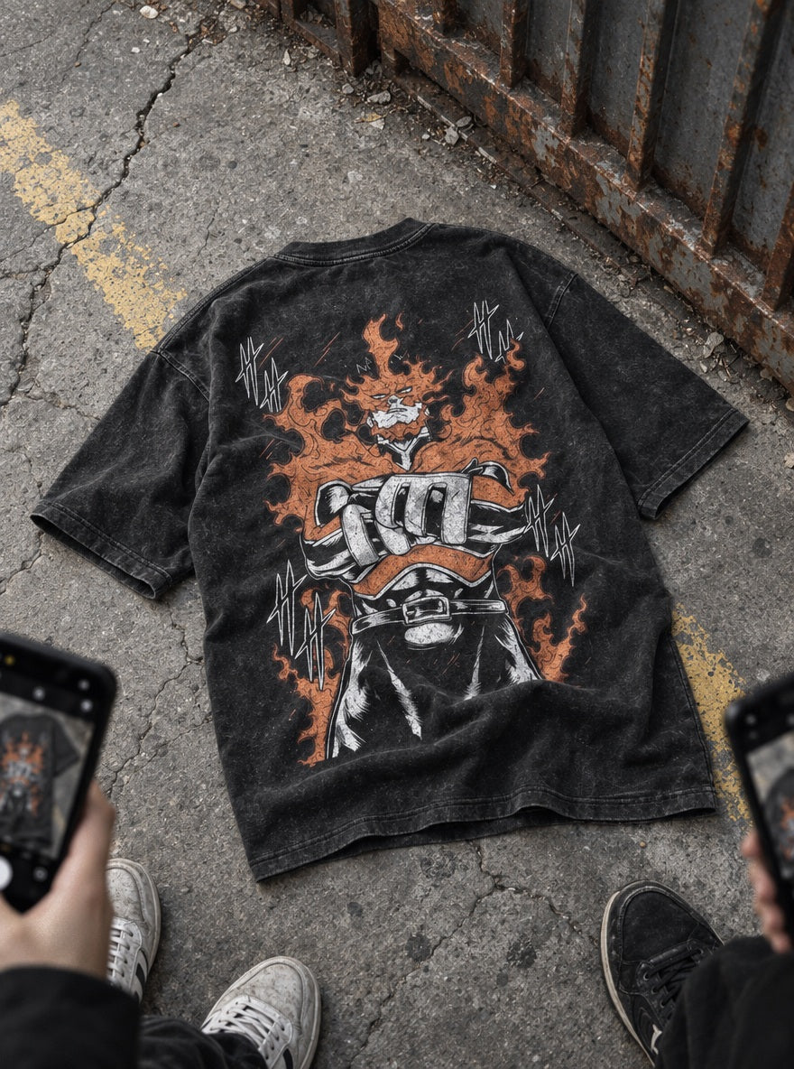 Endeavor Flames – T-Shirt – flat-lay | My Hero Academia