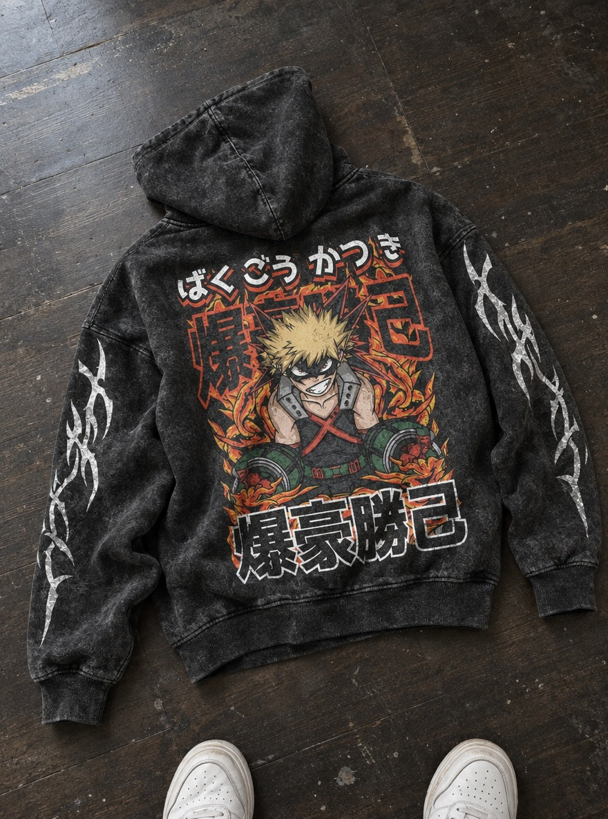 Bakugo Inferno – Hoodie – flat-lay | My Hero Academia