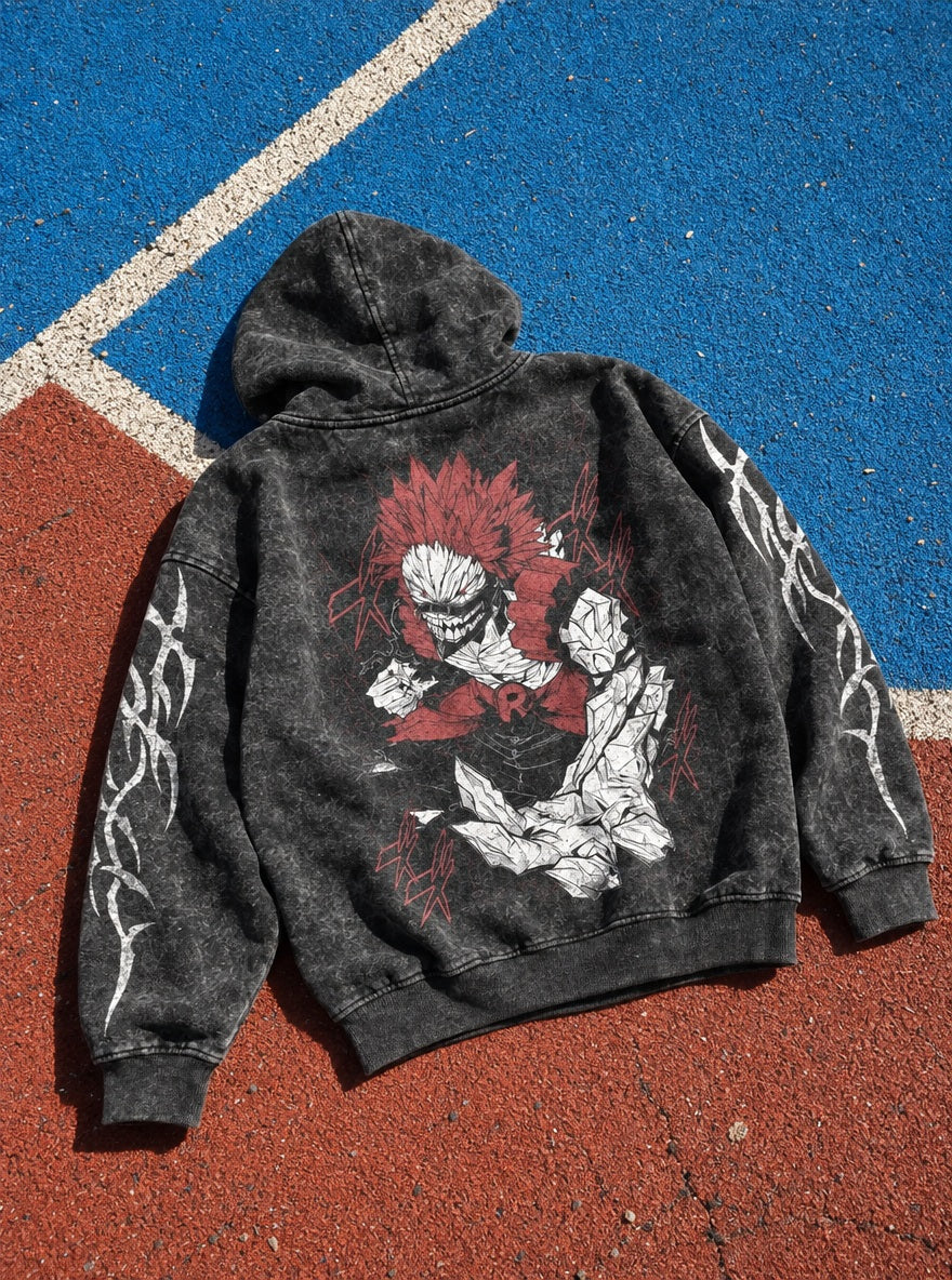 Kirishima Unbreakable – Hoodie – flat-lay | My Hero Academia