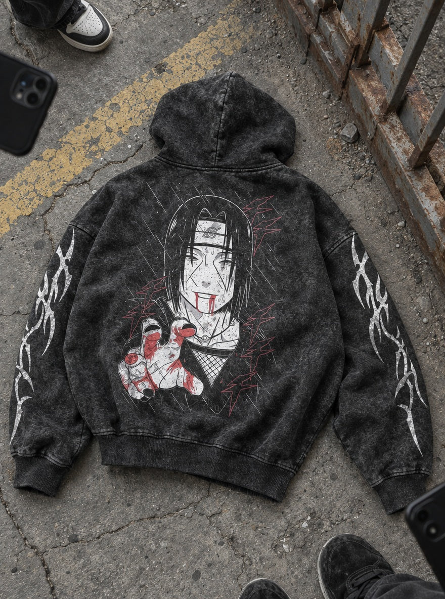 Itachi Farewell – Hoodie – flat-lay | Naruto