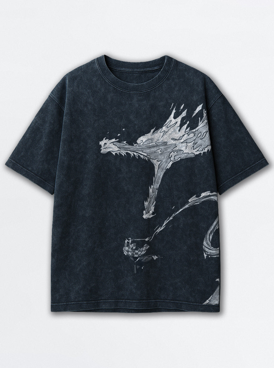 Water Dragon – Navy Blue T-Shirt – mockup | Demon Slayer
