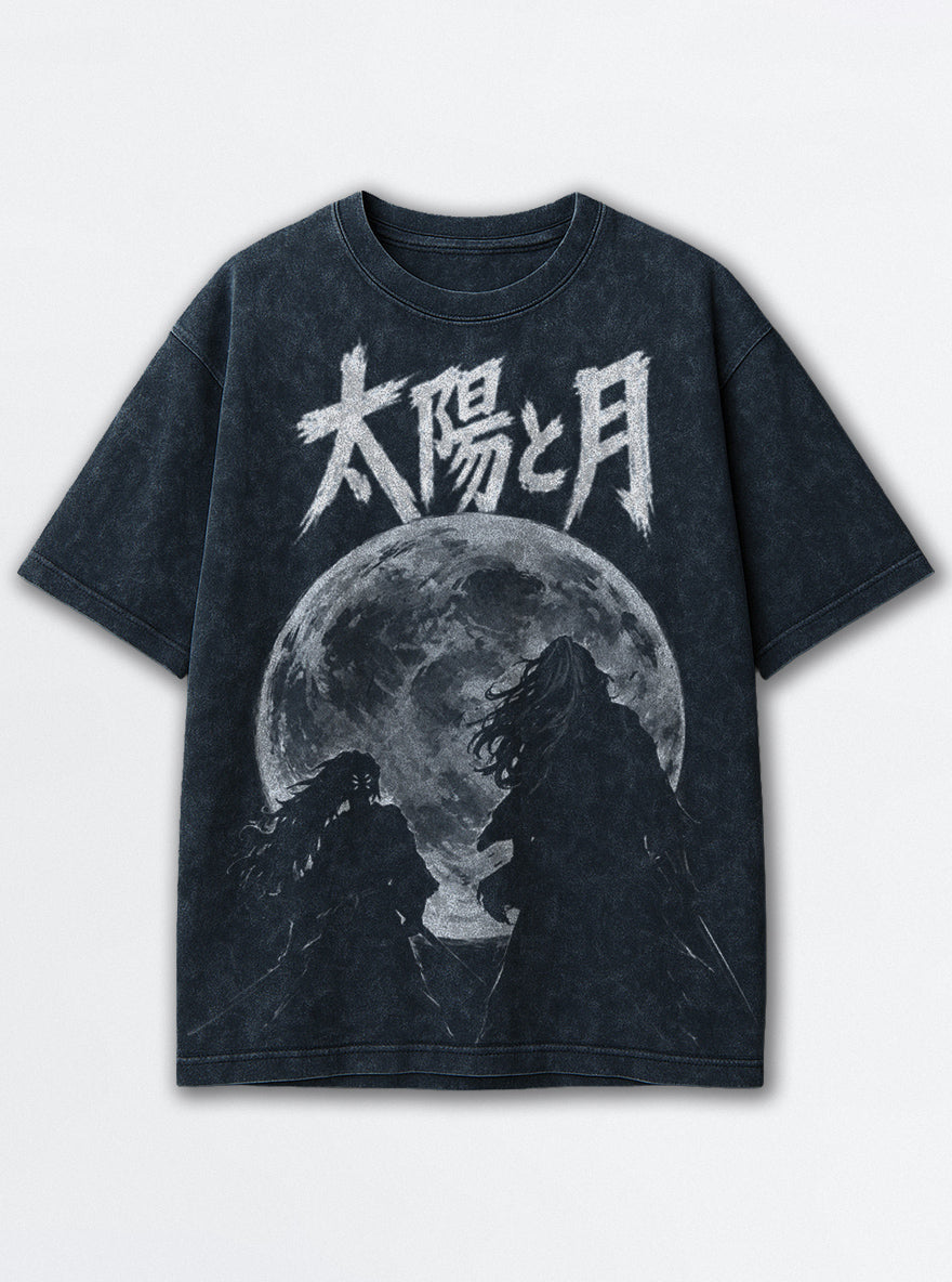 Sun and Moon – Navy Blue T-Shirt – mockup | Demon Slayer