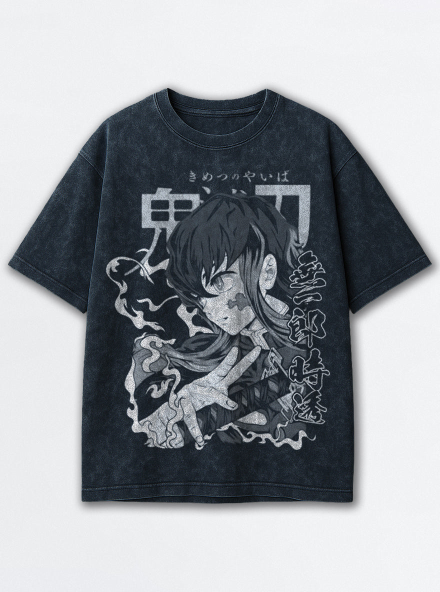 Emerald Strike – Navy Blue T-Shirt – mockup | Demon Slayer