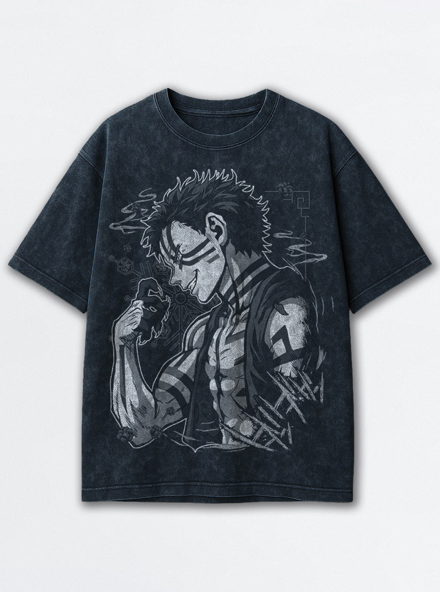 Akaza Unleashed – Navy Blue T-Shirt – mockup | Demon Slayer