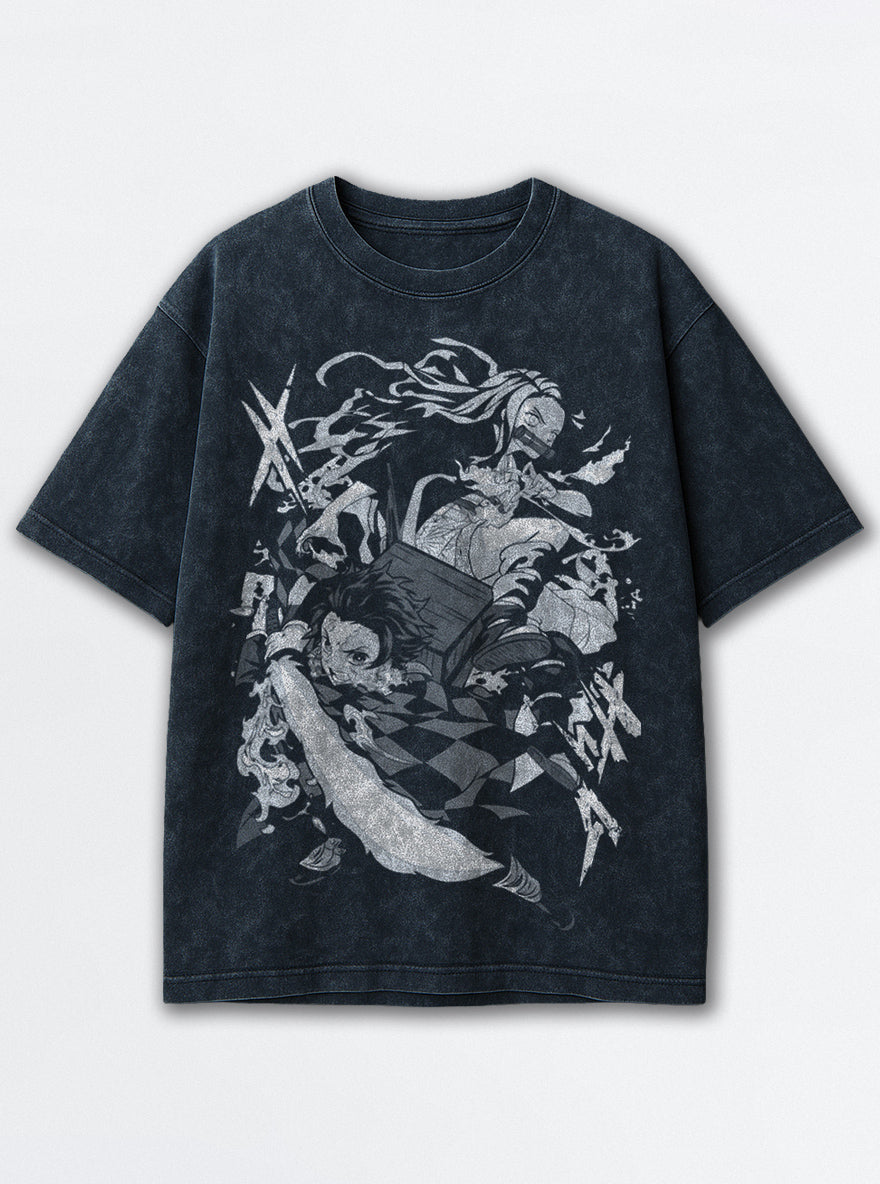 Tanjiro & Nezuko – Navy Blue T-Shirt – mockup | Demon Slayer