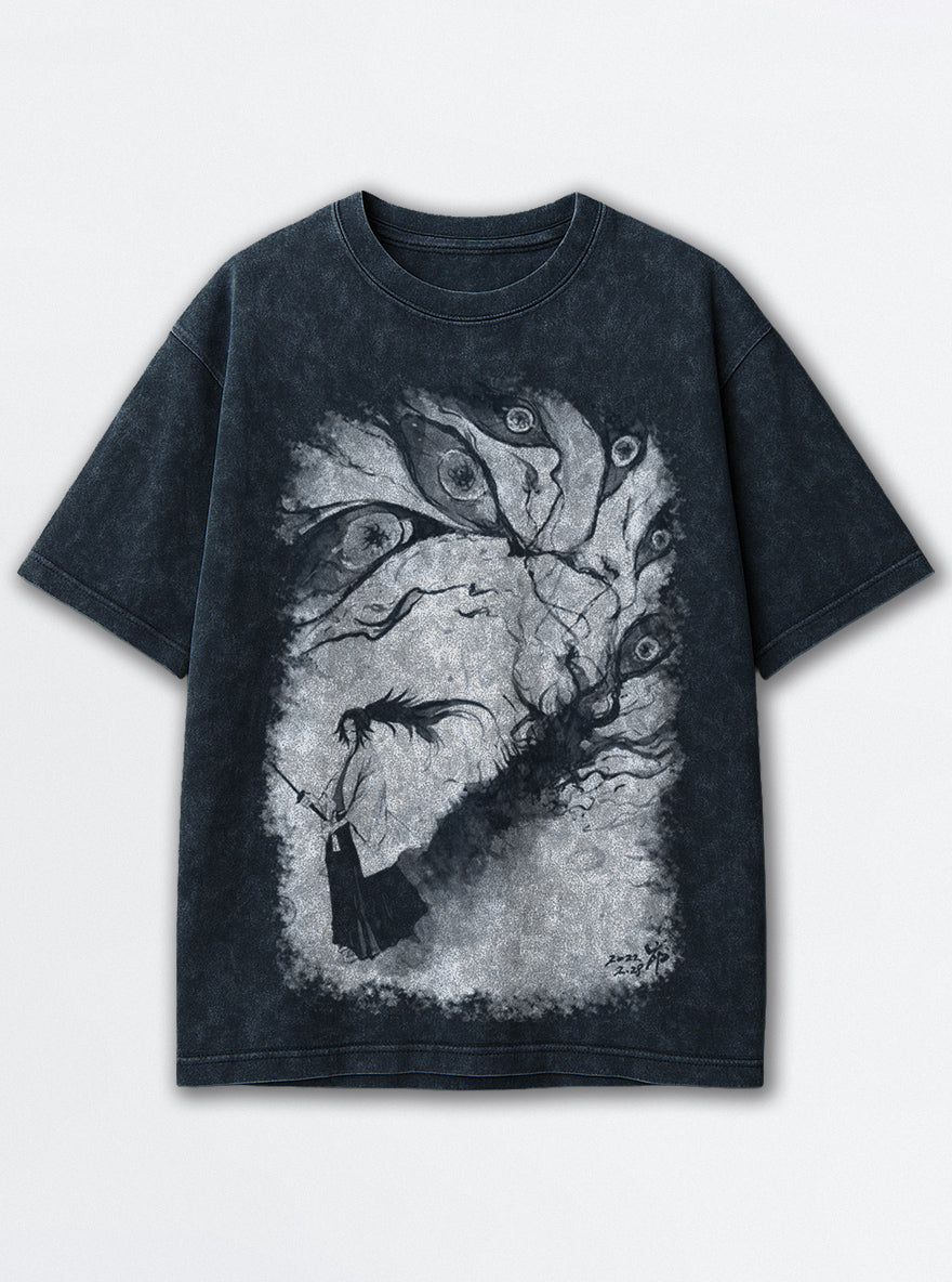 Kokushibo Wrath – Navy Blue T-Shirt – mockup | Demon Slayer