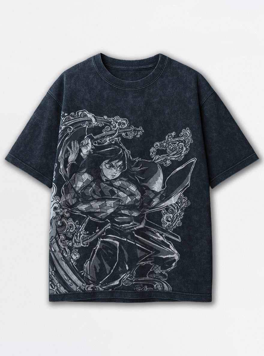 Giyu Strike – Navy Blue T-Shirt – mockup | Demon Slayer