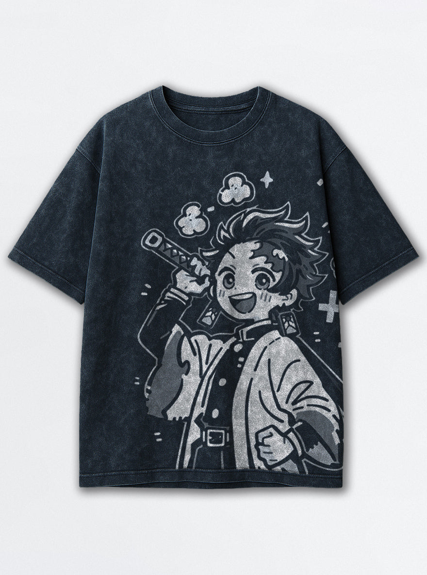 Tanjiro Chibi – Navy Blue T-Shirt – mockup | Demon Slayer