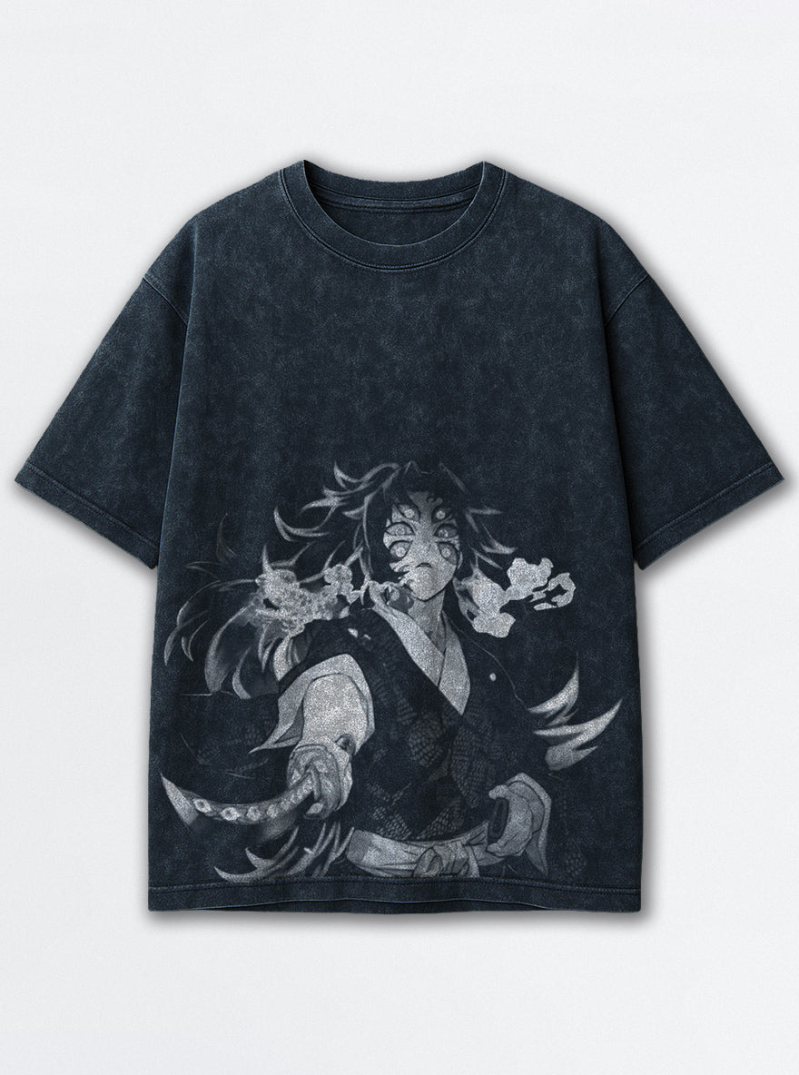 Kokushibo Smoke – Navy Blue T-Shirt – mockup | Demon Slayer