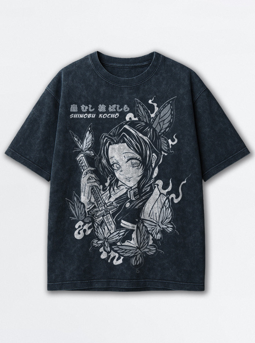 Shinobu Butterfly – Navy Blue T-Shirt – mockup | Demon Slayer