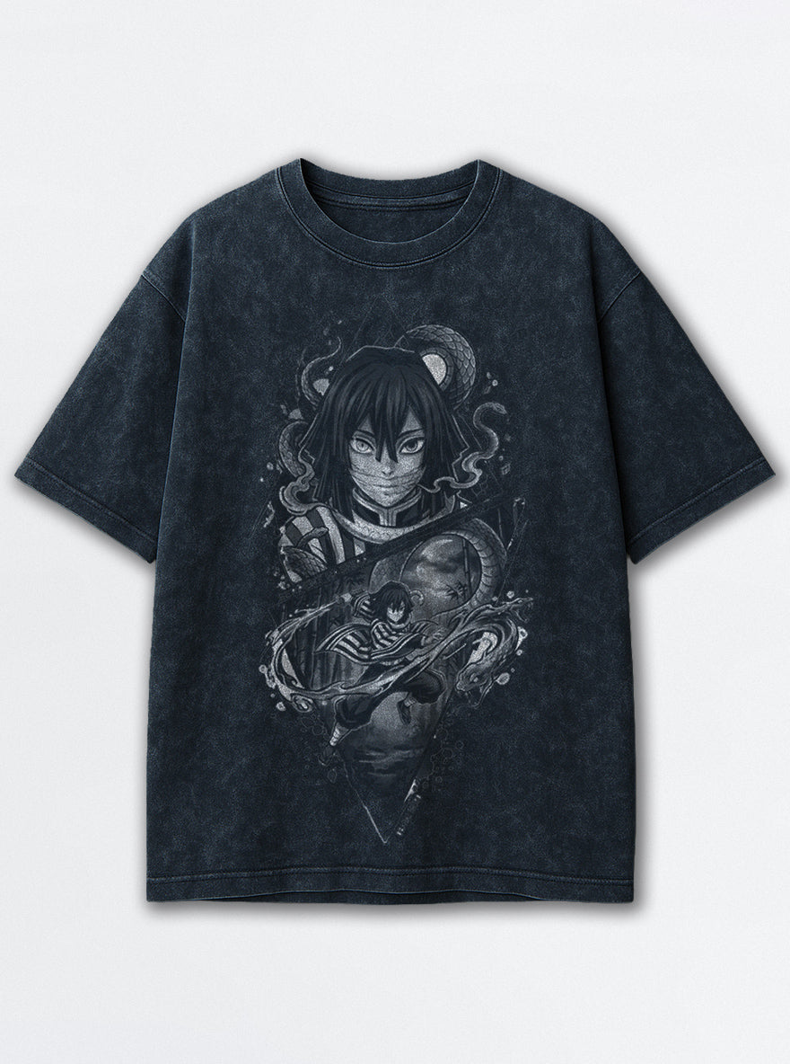 Obanai Serpent – Navy Blue T-Shirt – mockup | Demon Slayer