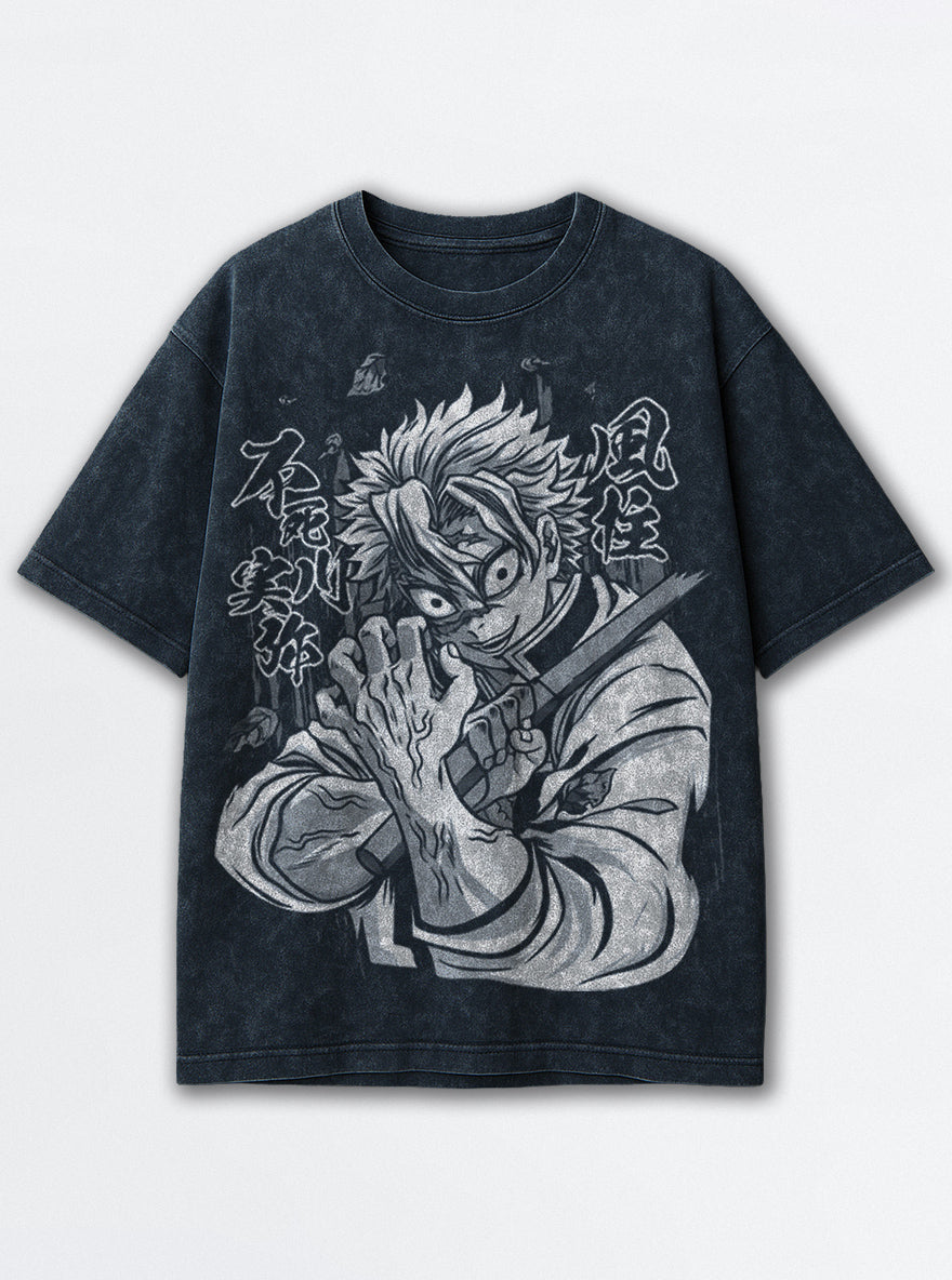 Sanemi Scars – Navy Blue T-Shirt – mockup | Demon Slayer