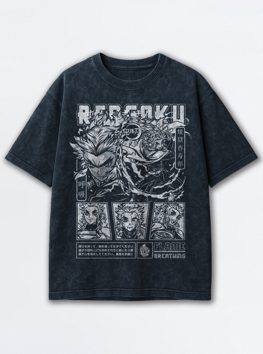 Rengoku Tribute – Navy Blue T-Shirt – mockup | Demon Slayer