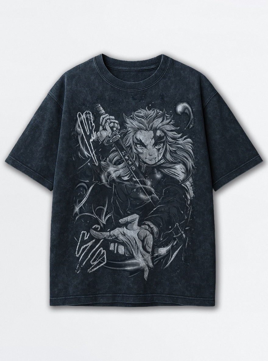 Rengoku Flame – Navy Blue T-Shirt – mockup | Demon Slayer