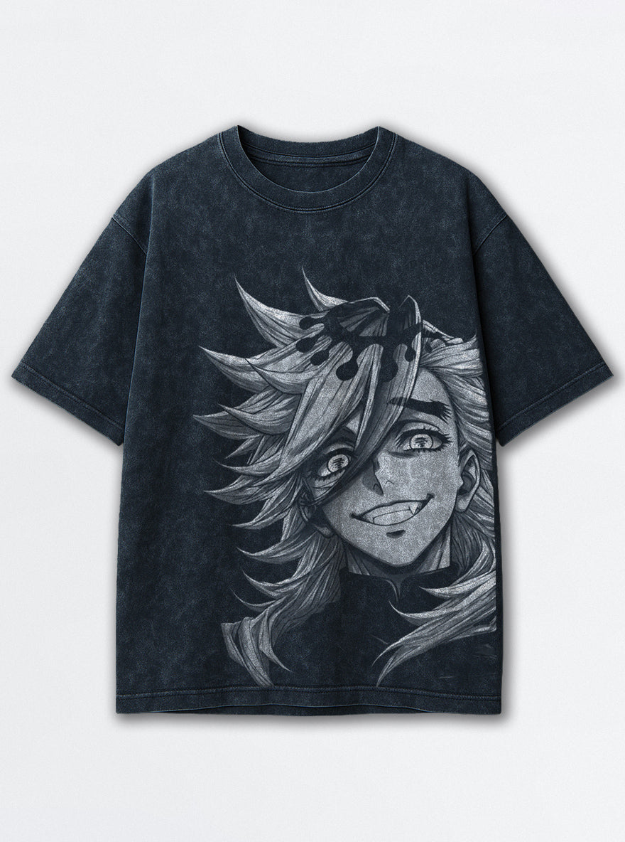 Doma Grin – Navy Blue T-Shirt – mockup | Demon Slayer