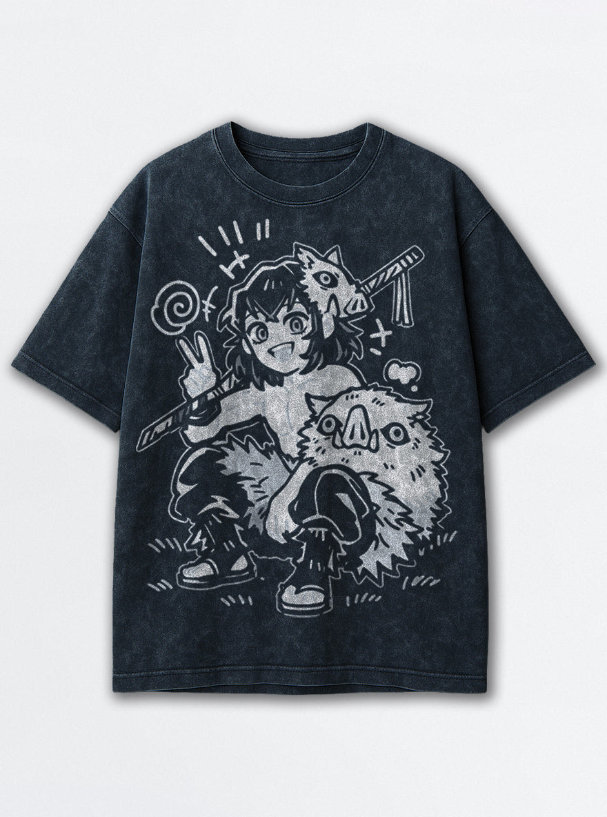 Inosuke Chibi – Navy Blue T-Shirt – mockup | Demon Slayer