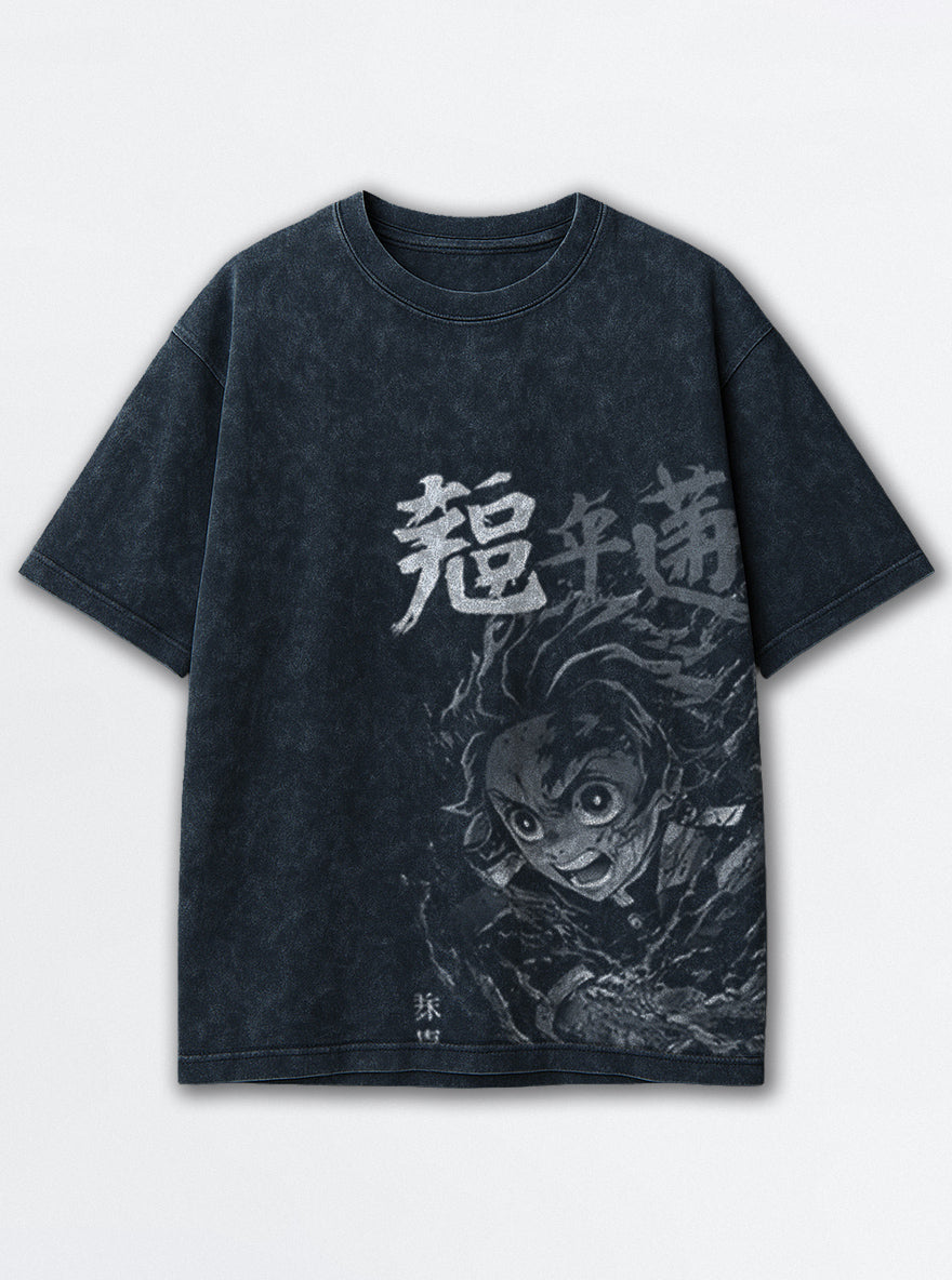 Tanjiro Mono – Navy Blue T-Shirt – mockup | Demon Slayer