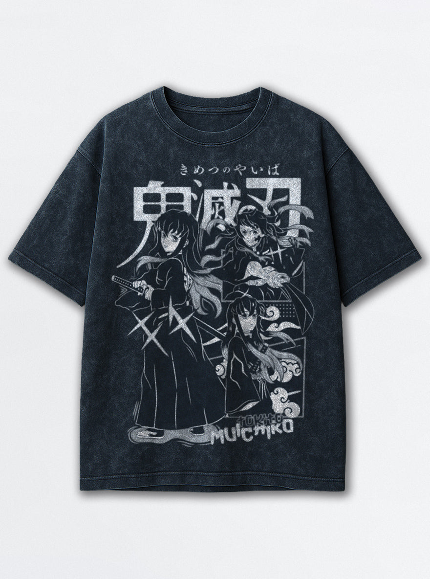 Silent Mist – Navy Blue T-Shirt – mockup | Demon Slayer