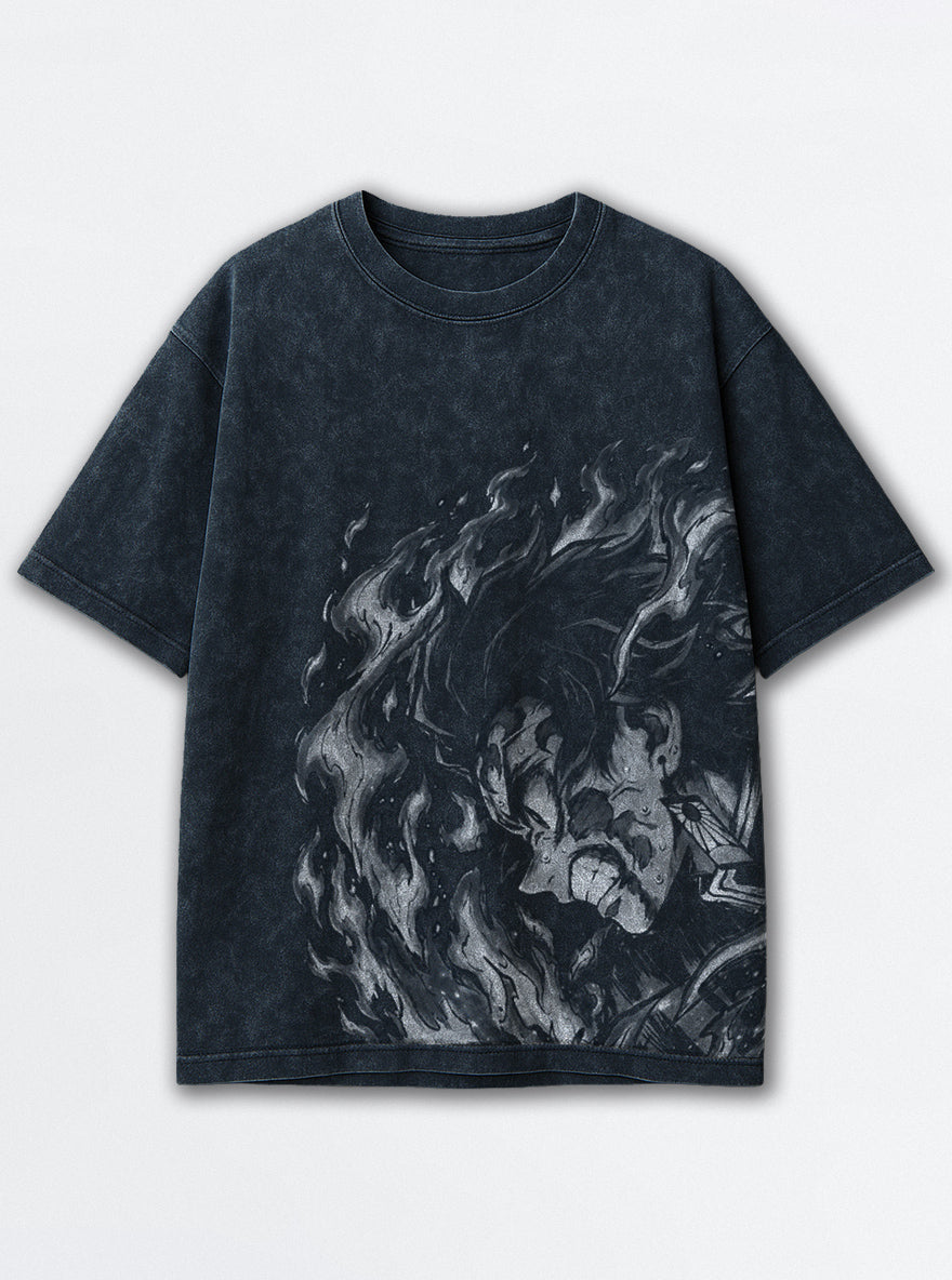 Purple Flame – Navy Blue T-Shirt – mockup | Demon Slayer