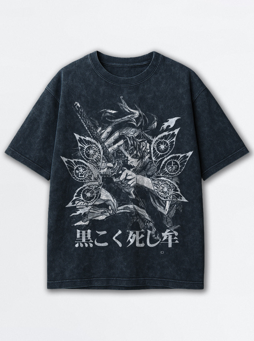 Crimson Gaze – Navy Blue T-Shirt – mockup | Demon Slayer