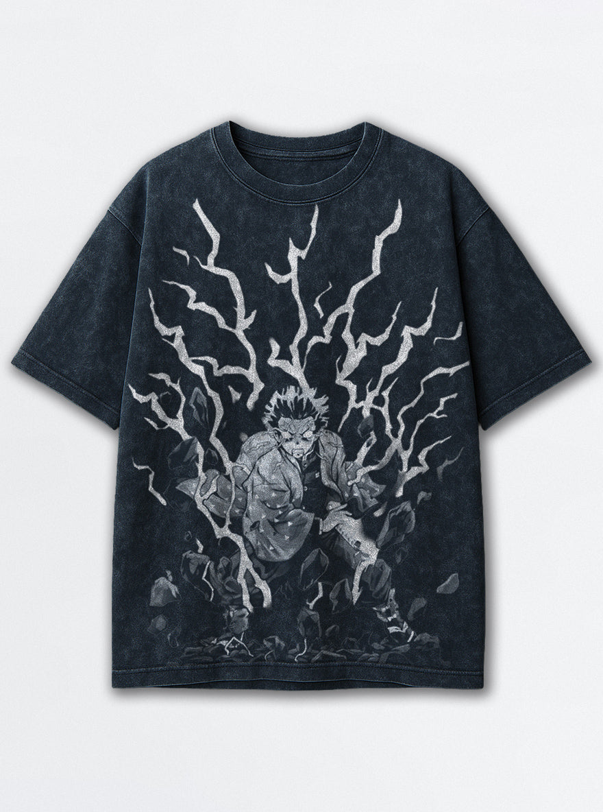 Zenitsu Thunder – Navy Blue T-Shirt – mockup | Demon Slayer