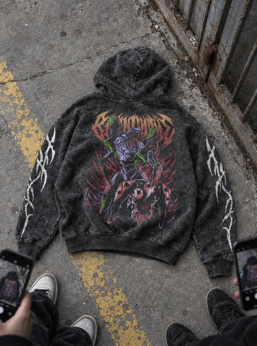 Metal Unit-01 – Hoodie – flat-lay | Neon Genesis Evangelion