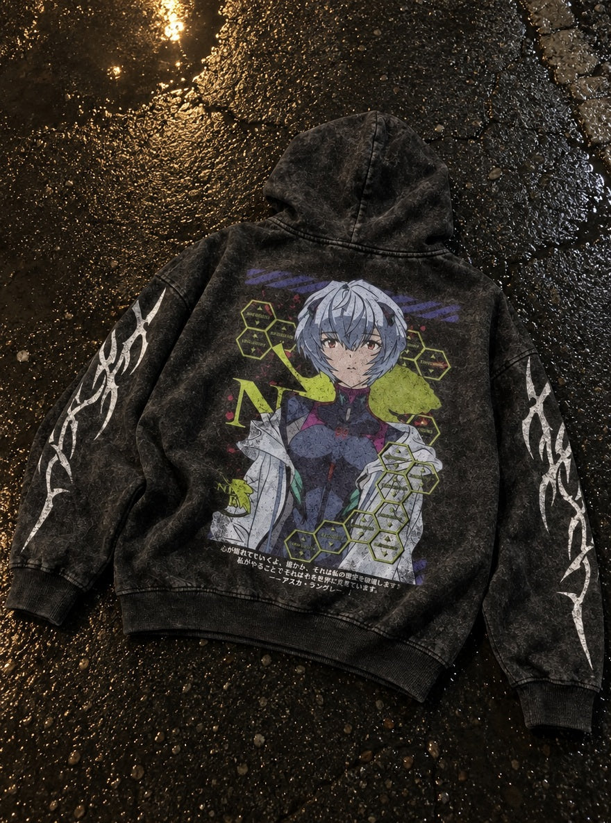 Rei Plugsuit – Hoodie – flat-lay | Neon Genesis Evangelion