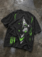 Unit-01 Half Mask – T-Shirt – flat-lay | Neon Genesis Evangelion