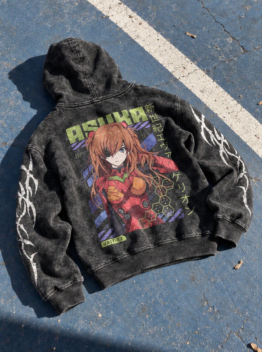 Asuka Eyepatch – Hoodie – flat-lay | Neon Genesis Evangelion