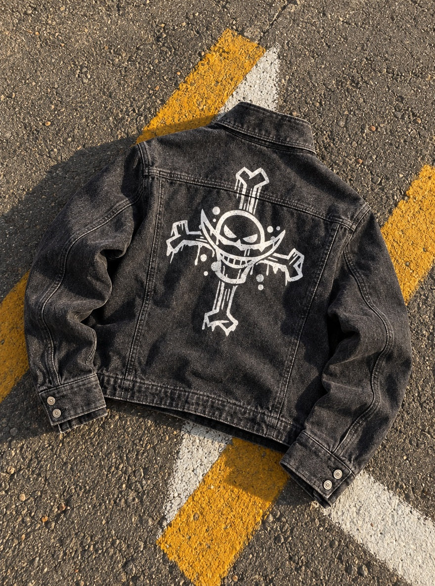 Rogue Jacket – Whitebeard Jolly Roger – flat-lay | One Piece
